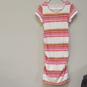 Isabel Maternity by Ingrid & Isabel Pink, White & Gold Striped Maternity Dress